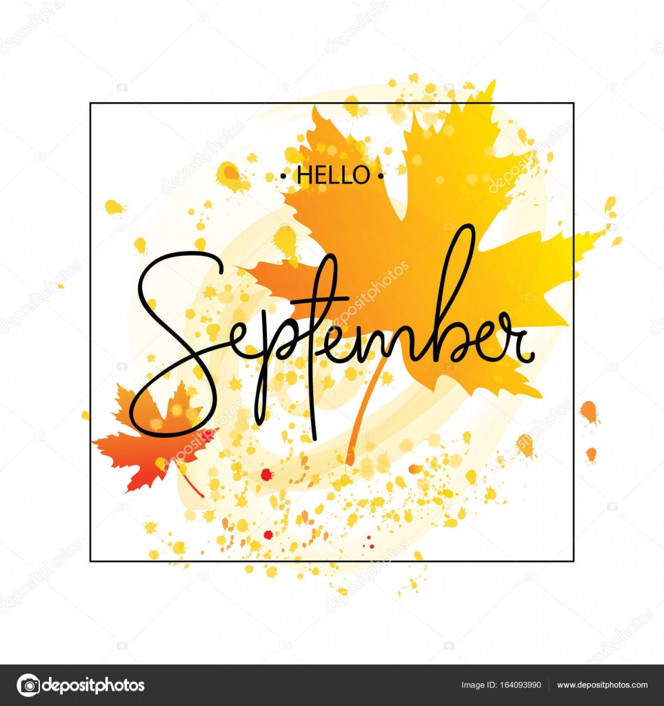 Hello September calligraphy inscription. — Stock Vector