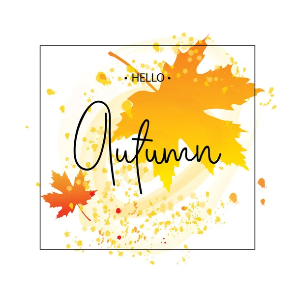 Autumn leaves lettering in frame. — Stock Vector