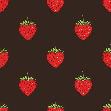 Çilek, meyve deseni seamless modeli. Vektör çizim