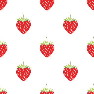 Çilek, meyve deseni seamless modeli. Vektör çizim