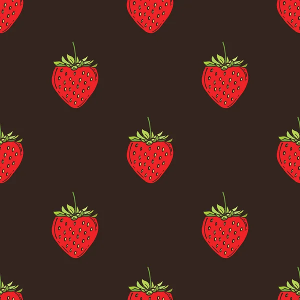 Modello Senza Cuciture Fragola Modello Frutta Illustrazione Vettoriale — Vettoriale Stock