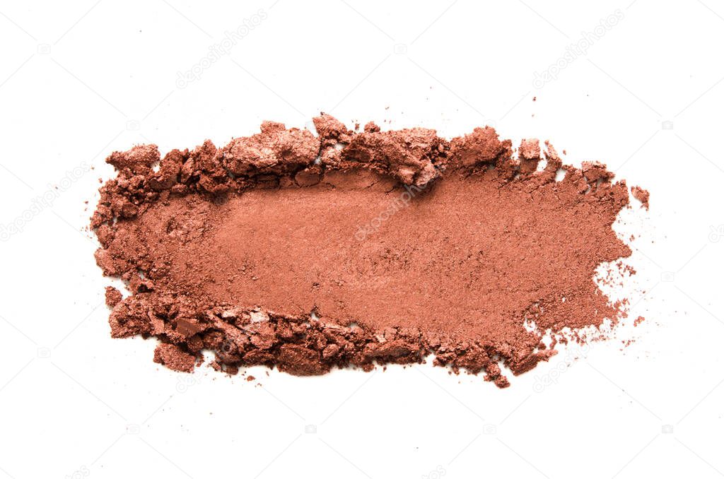Eyeshadow sample isolated on white background. Crushed brown metallic eyeshadow. The concept of fashion and beauty industry. - Image