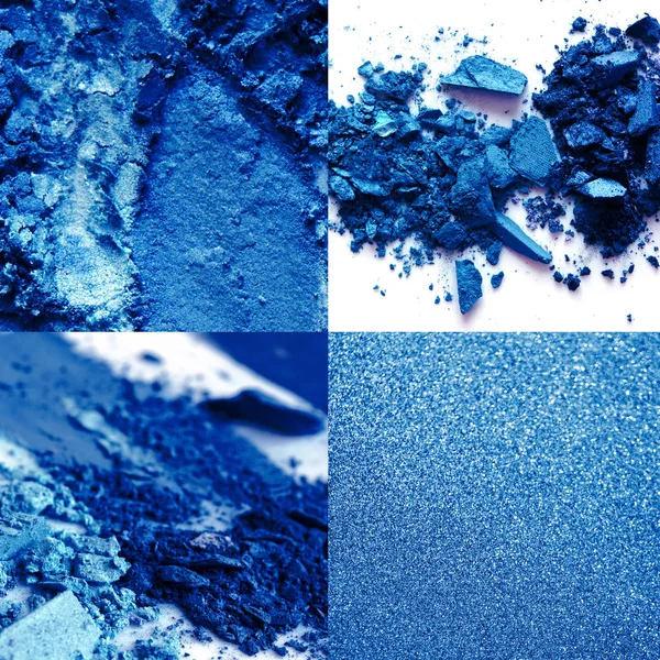 Kolaż Eyeshadow Niebieskie Iskry Kolor Roku 2020 Classic Blue Obraz — Zdjęcie stockowe