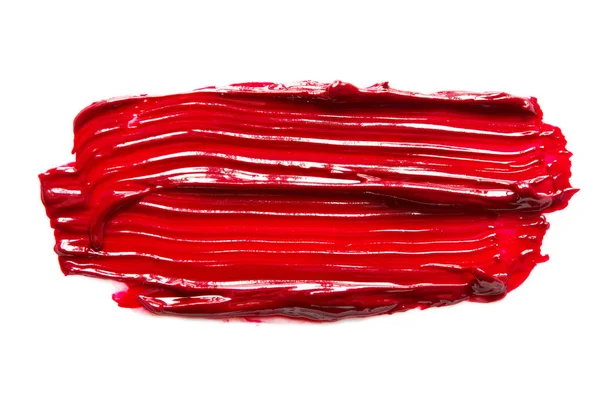 Frottis Texture Rouge Lèvres Peinture Huile Isolée Sur Fond Blanc — Photo