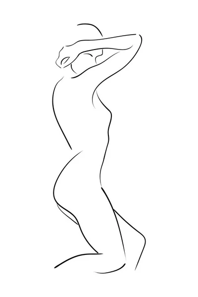 Sketch Woman Body Line Art Vector Illustration — Stock Vector