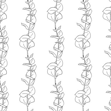 Kusursuz desen çizilmiş yaprak beyaz bir arkaplanda izole edilmiş. Soyut asgari bitkiler. - vektör illüstrasyonu.