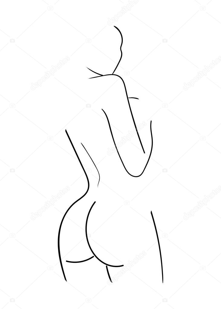 Sketch of woman body. Line art. Vector Illustration