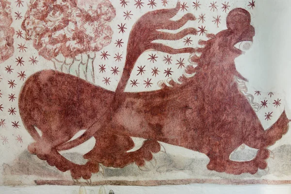 Лев намальовані на стіні в Данська церкви — стокове фото