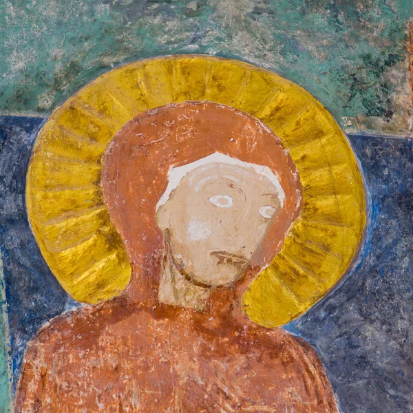 Jungfrau Maria, mittelalterliches Fresko unserer Lieben Frau — Stockfoto