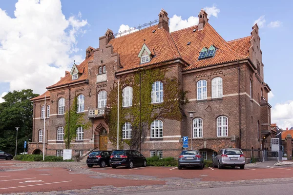 Old town hall and square in Holbaek — Stock Photo, Image