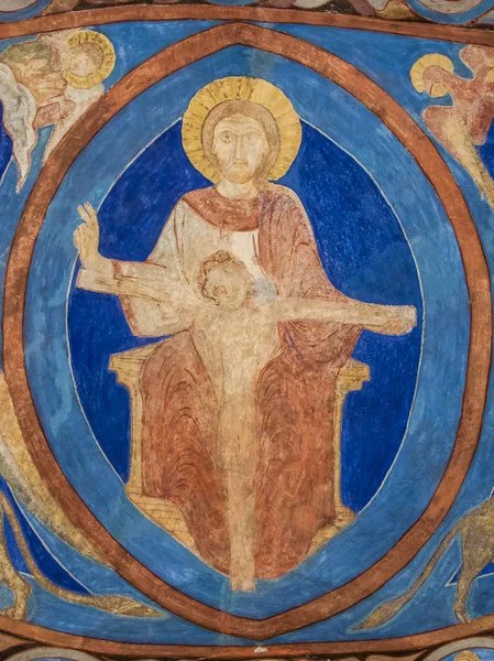 Fatheran 하나님과 그리스도, 로마네스크 freco — 스톡 사진