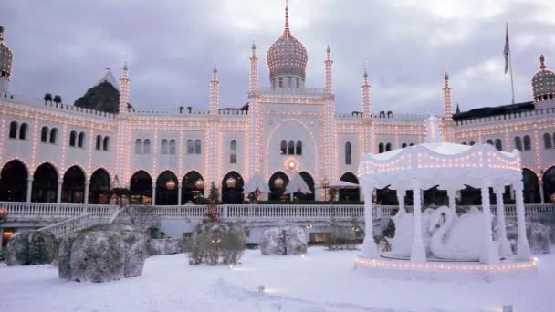 Χειμωνιάτικη Διακόσμηση Στο Μαυριτανικό Παλάτι Στο Τίβολι Κοπεγχάγη Δανία Δεκεμβρίου — Αρχείο Βίντεο