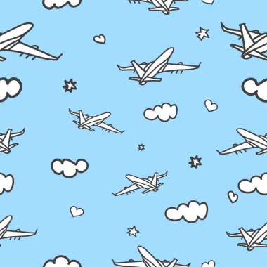 Doodle uçaklar arka plan.