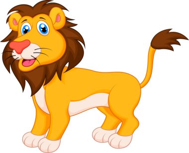 beyaz arkaplan illüstrasyonunda çizgi film aslanı