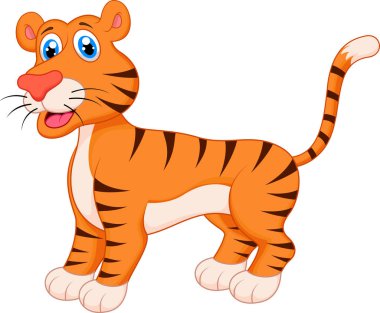 çizgi film kaplanı beyaz arkaplan çiziminde izole