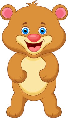 Beyaz arka planda sevimli bir çizgi film. 