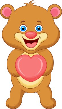 Mutlu bir çizgi film ayısı Yürekli ve gülümseyen