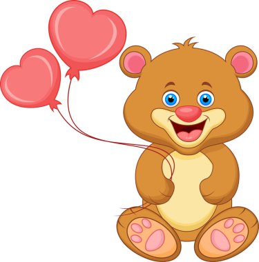 Balonlu sevimli çizgi film ayısı. 