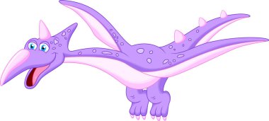 Beyaz arka planda mutlu dinozorun çizgi film çizimi 