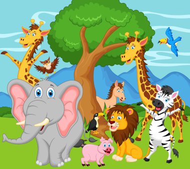 karikatür komik hayvanlar, vektör çizimi 