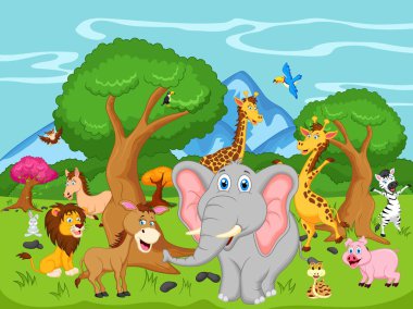 karikatür komik hayvanlar, vektör çizimi 