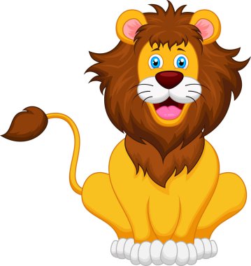 beyaz arkaplanda çizgi film aslanı 