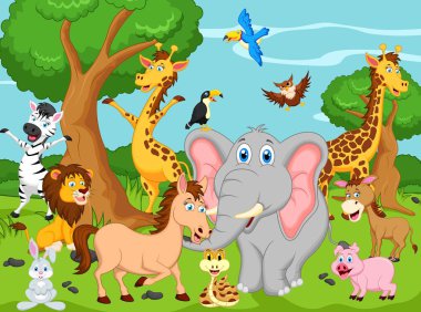 karikatür komik hayvanlar, vektör çizimi 