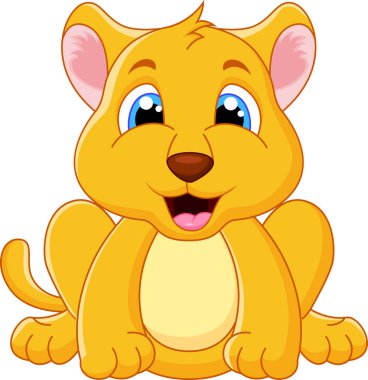 Sevimli sarı dişi aslan çizgi filmi