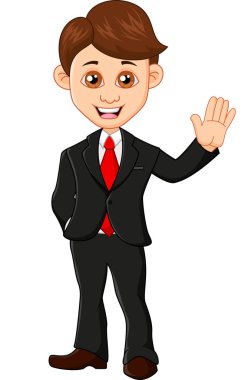 Mutlu iş adamı el sallıyor, vektör çizimi