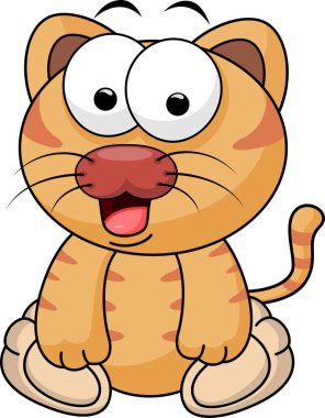 Tatlı bir kaplan karakterinin çizgi film çizimi