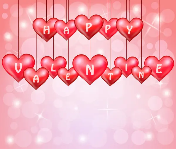 Sevgililer günü tebrik kartı, kalpler ve beyaz arka planda harfler. 