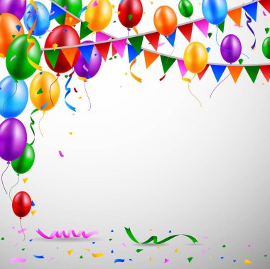 Konfeti Arkaplanlı Doğum Günü Balonları