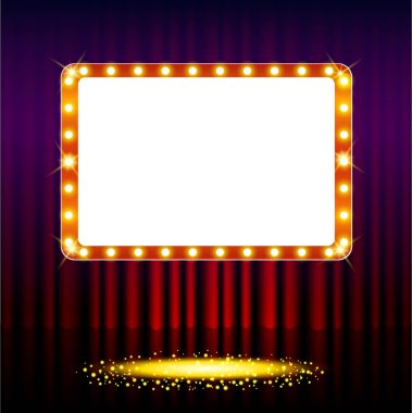 Vektör illüstrasyonu, ışıklı retro pankart