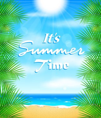 Palmiye ağaçları ve kum ile yaz arkaplanı