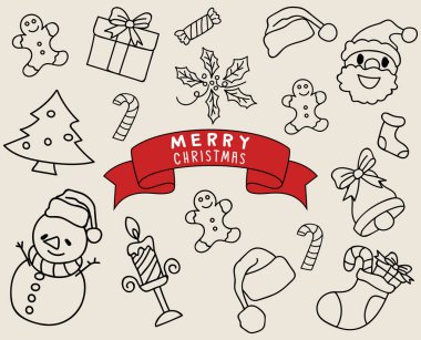 Mutlu noel ikonları. vektör