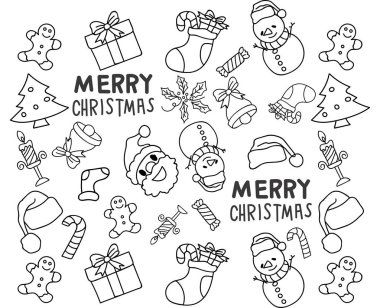 Noel karalama el çizimi seti