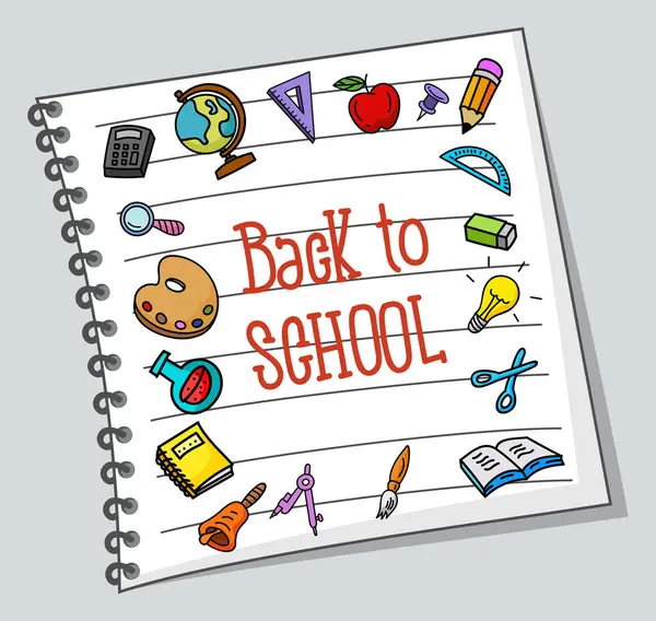 Okula dönüyorum. Bir dizi el çizimi simgesi. karala