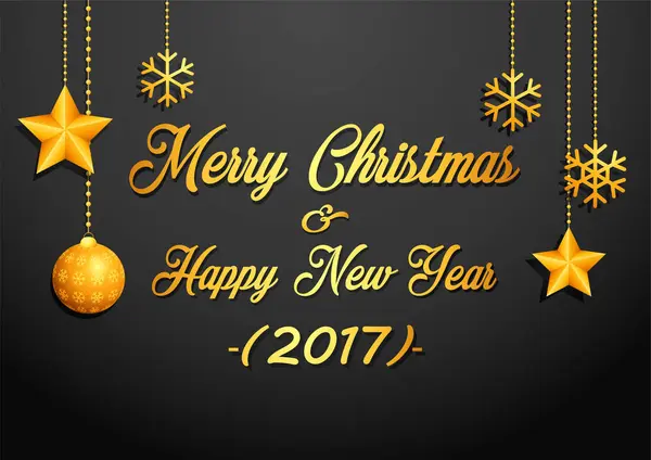 Mutlu yıllar 2017 ve altın noel ağacı. vektör illüstrasyonu.