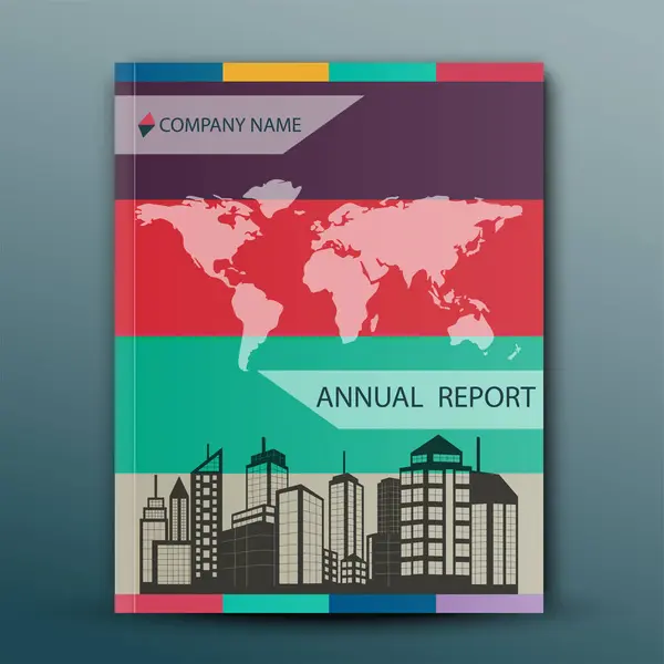 Soyut tasarımla yıllık rapor kapağı. Soyut renkli kapak şablonu tasarımı
