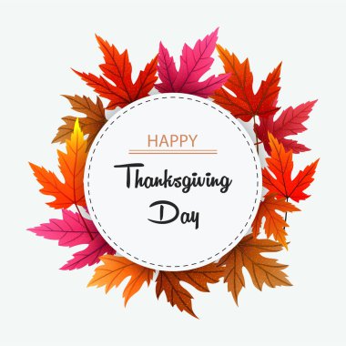 Mutlu Şükran Günü kartları Sonbahar yaprakları ve harfleriyle