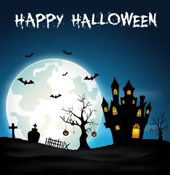 Cadılar bayramı arka planında balkabakları, ay, yarasalar ve yarasalar.