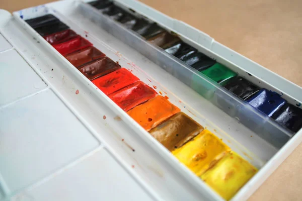 Ακουαρέλα χρώματα διαφορετικά χρώματα για τα στοιχεία φόντου σκάφη — Φωτογραφία Αρχείου