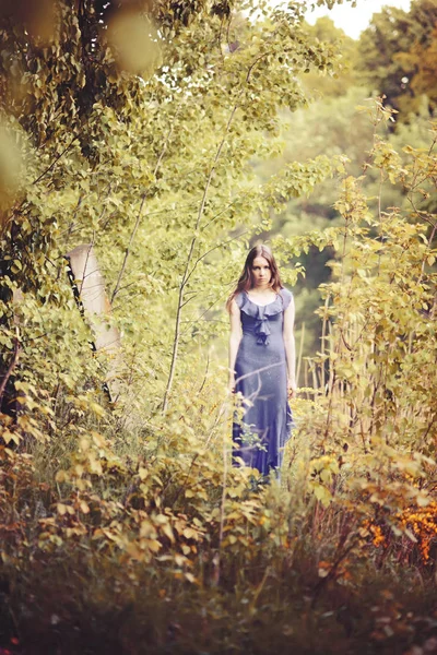 Молодая красивая девушка в лесу. Постобработка . — стоковое фото