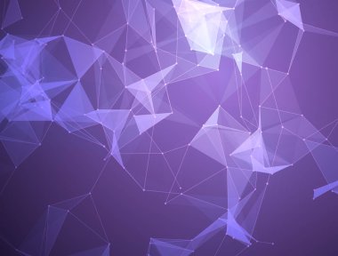 Trigonometrik rakamlar, puan ve çokgenler fütüristik neural ağ. Grafiti mor için arka plan.