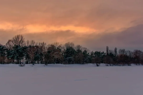 Paisaje con puesta de sol de invierno — Foto de Stock