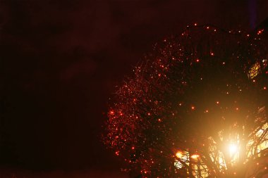 Çelenklerle süslenmiş ağaç