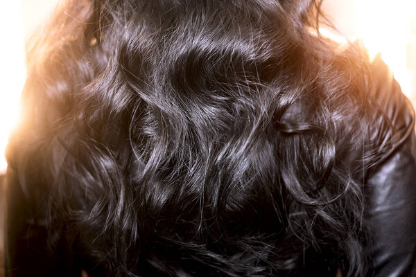 Black long wavy hair