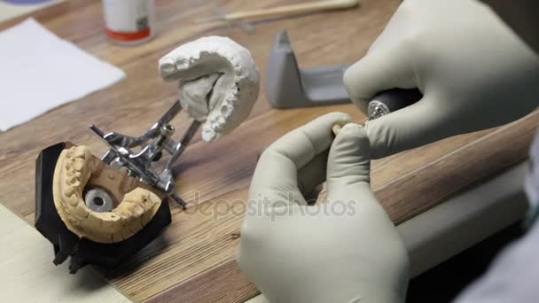 金属陶瓷植入生物过程在实验室. — 图库视频影像