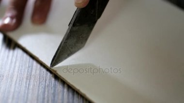 Closeup mobilya bıçak kesim kontrplak kurulu