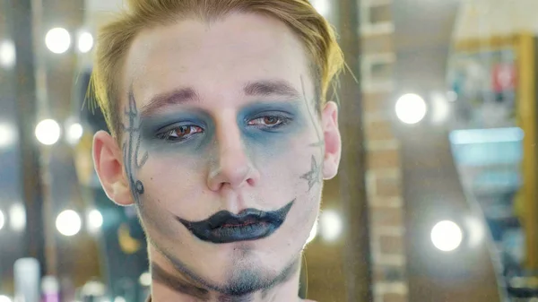 Portrait of men with halloween makeup. — Stock Photo, Image